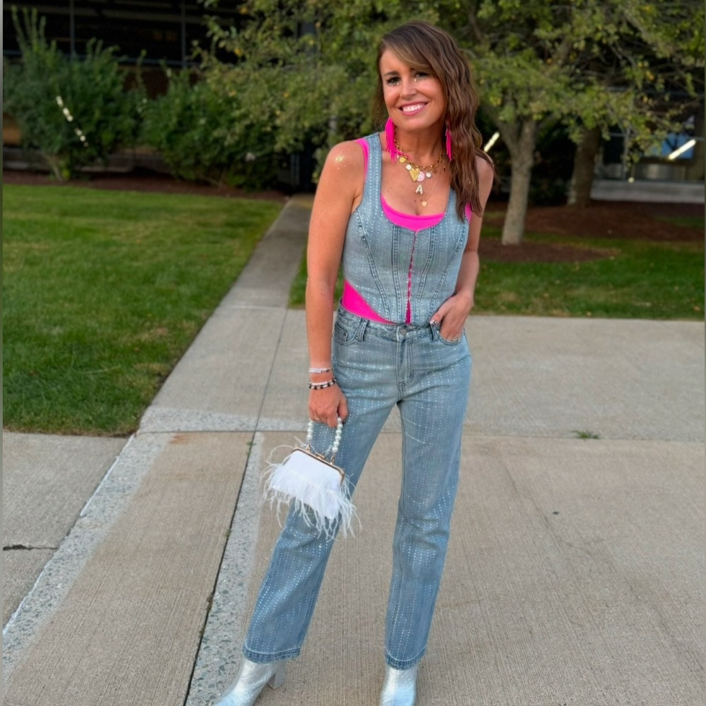 Denim Superdown corset top